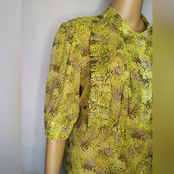 Attention Women's size xl yellow ruffle blouse shirt top - Picture 4 of 8
